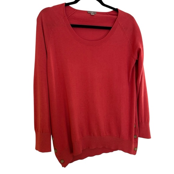 J. Jill silk blend coral pullover sweater Size S Button accents at hips - Picture 2 of 10